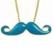 Goldtone Enamel Mustache Pendant Necklace