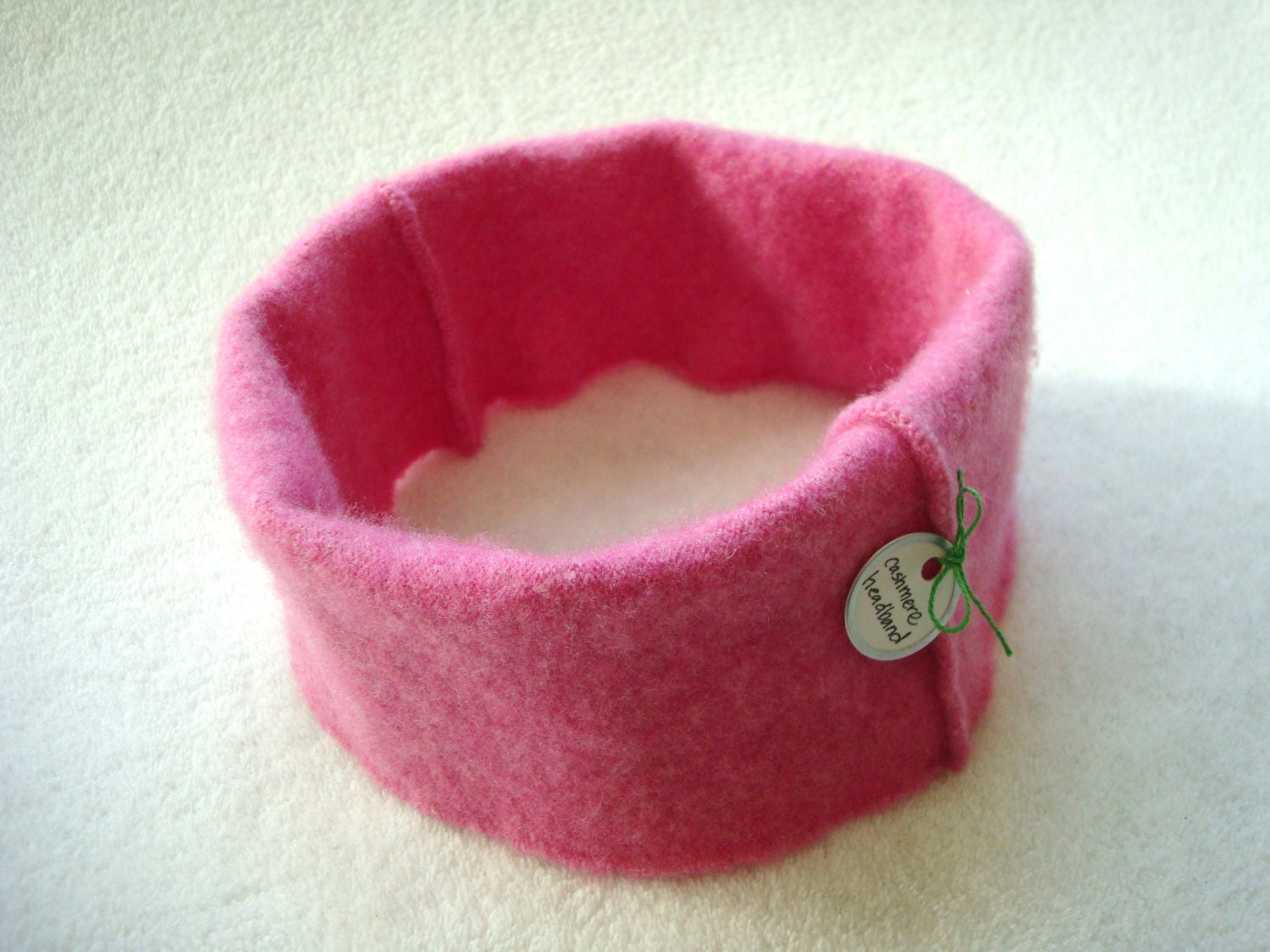 Cashmere Earwarmer Headband PINK Ear Warmer Head Band Upcycled Sweater by WormeWoole