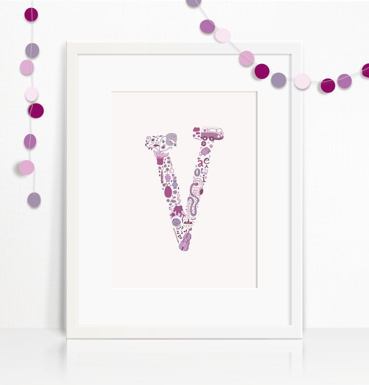 Letter V Nursery Print