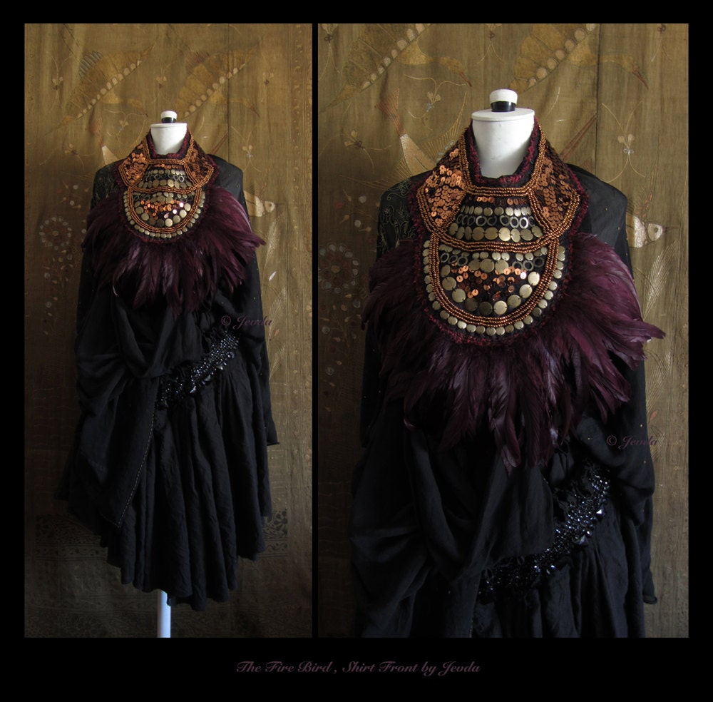 Extravagant statement necklace by Jevda The Fire Bird ethnic tribal art to wear bib necklace handmade jewelry one of a kind summer 2013