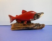 Koknee Salmon Hand Carved Wood Sculpture
