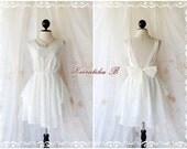 A Party V Shape -  Prom Party Cocktail Wedding Bridesmaid Dinner Night Backless Timeless Lace Dress Light Ivory Color Lacy Dress