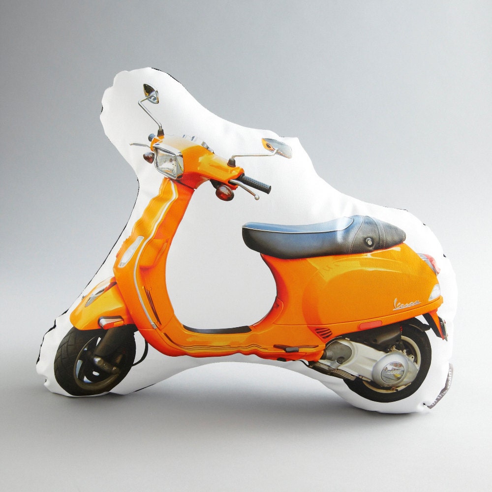 Orange Vespa Scooter Printed Pillow