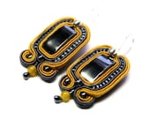 mustard yellow and gray -  soutache earrings  free shipping