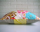 Decorative PIllow Cover Throw Lumbar Cushion - Bohemian Chic Feminine - Colourful Floral Pink Brown Mustard Yellow Bright Color