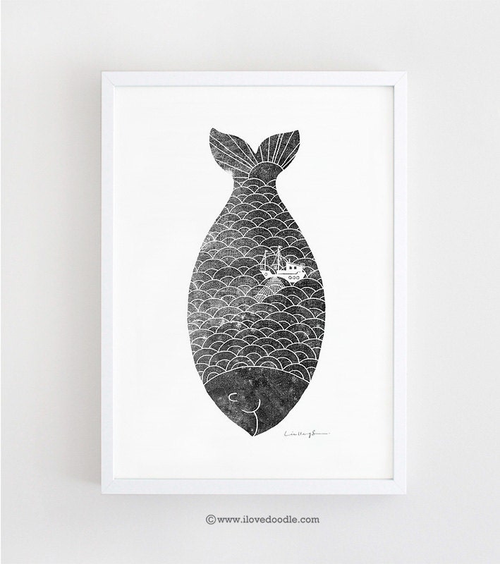 Fishing in a fish - Print