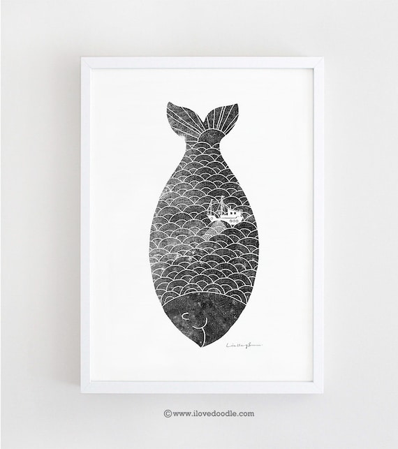 Fishing in a fish - Print