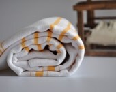 Turkish BaTh ToWel - AeGean Soft Peshtemal  - White and Orange stripes