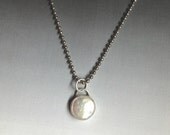 Spring Savings Sale Floating Moon Coin Pearl Sterling Silver Bezel Set Pendant