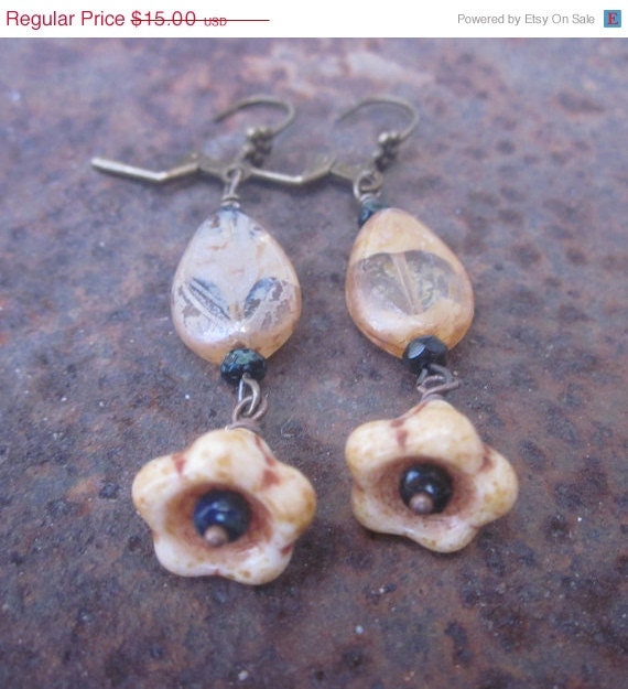 Spring Savings Sale Czech glass three ways  flower earringsTAGTMCTT