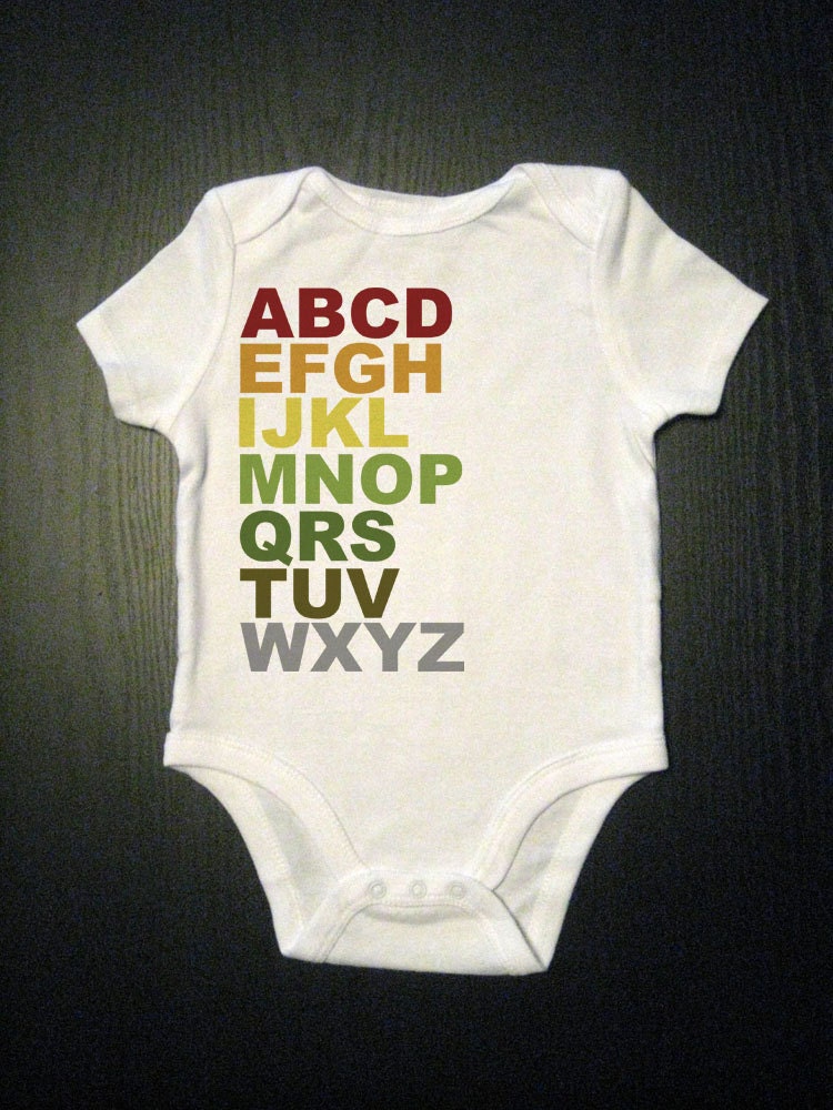Alphabet or ABCs - One Piece Baby Bodysuit - Childrens Clothing- Baby and Toddler and Kid's Clothing