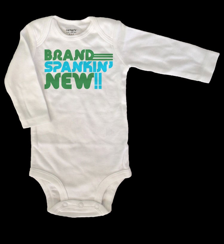 Long Sleeved Bodsyuit or Layette Hospital Gown - Brand Spankin New Funny Newborn Boys One Piece - Funny Childrens Clothing