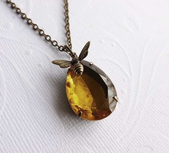 Honey Bee Necklace - Topaz