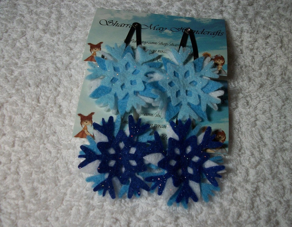 Snowflake Navy, White and Blue Hairclips