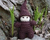 Baby Elf Doll, Gnome, Brown - natural wool waldorf gnome baby, elf
