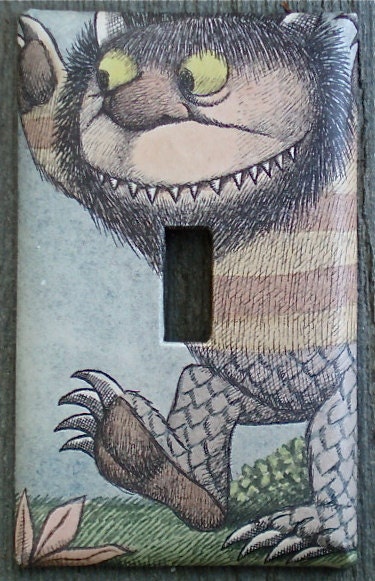 Where the Wild Things Are Light Switch Plate / Upcycled / Recycled
