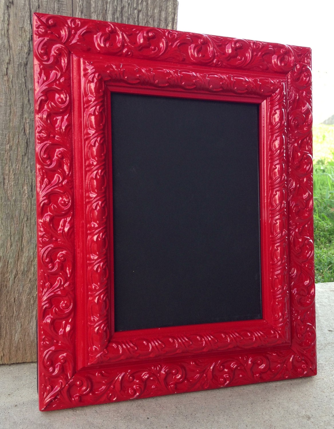 FRAMED CHALKBOARD Ornate RED Frame Wedding Chalkboard Sign Photo Booth Prop Shabby Chic Chalk Board Kitchen Nursery Wedding Photo Prop