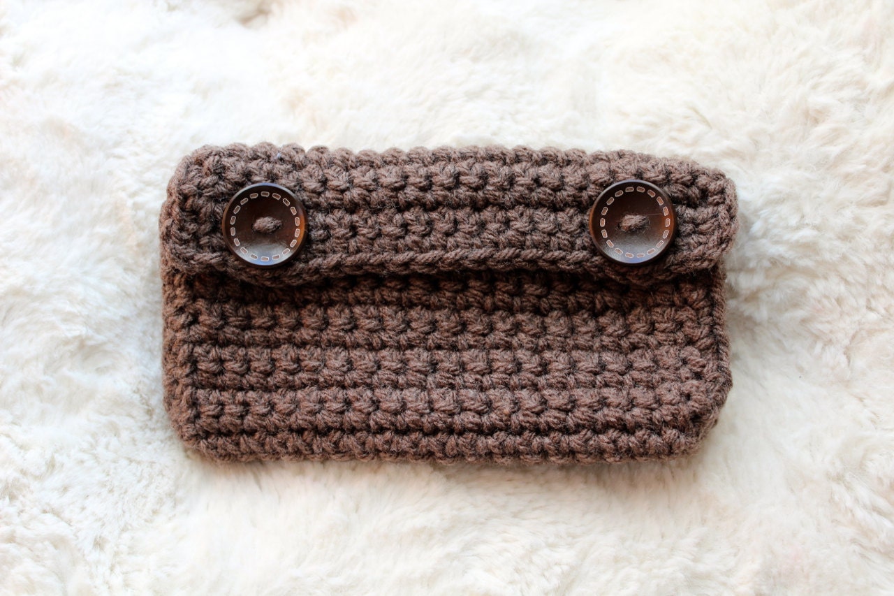 Crocheted Clutch - Chocolate Brown