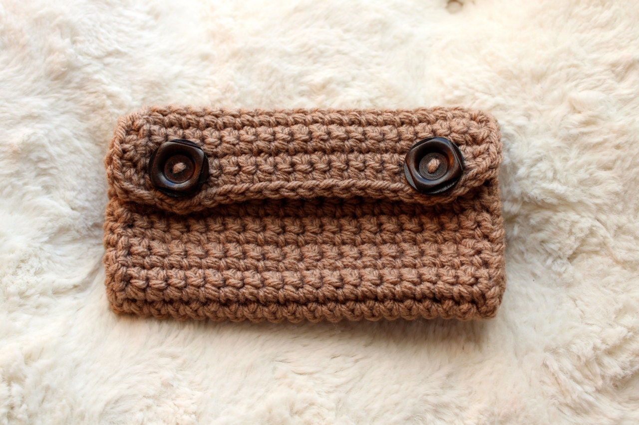 Crocheted Clutch - Taupe