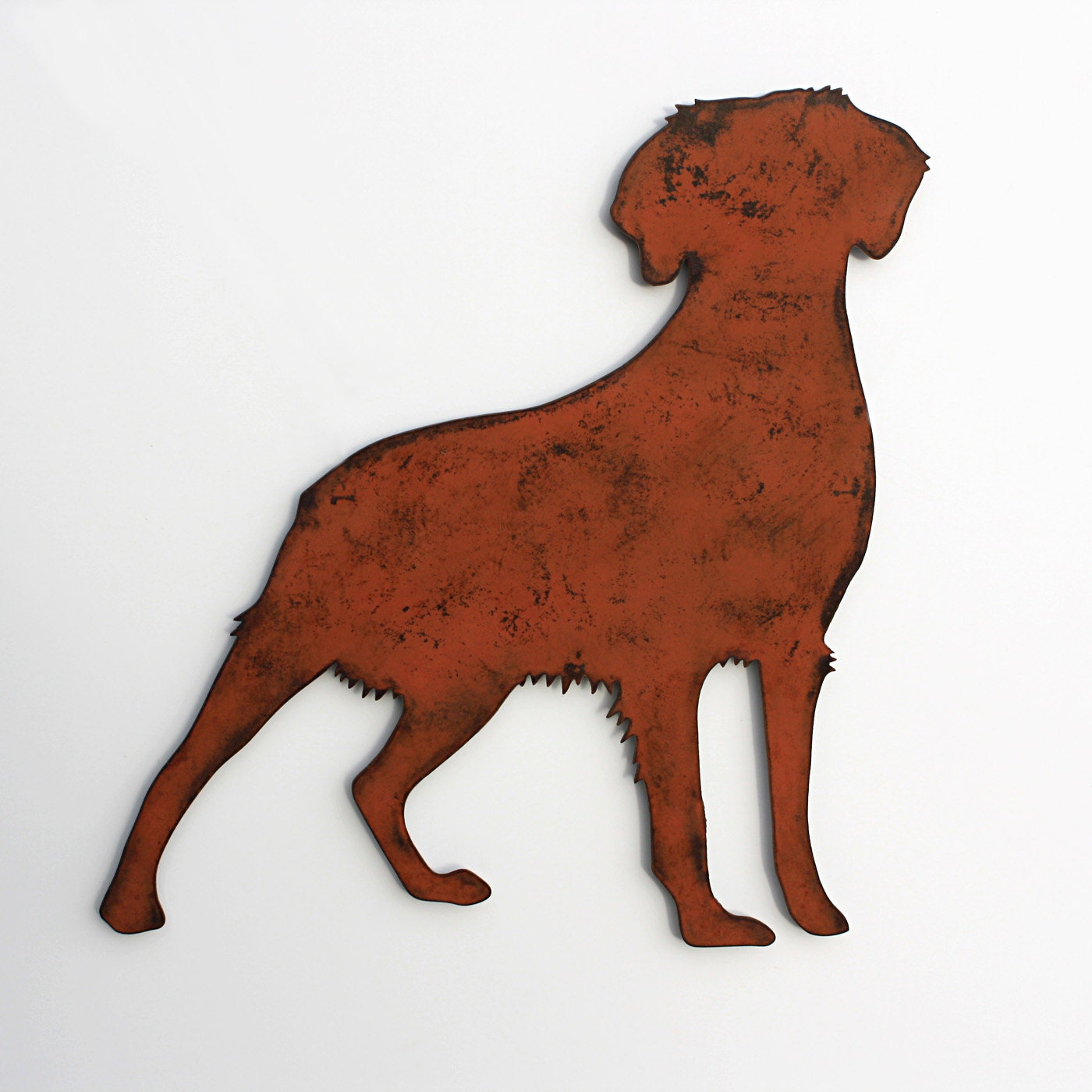 Brittany Spaniel wall art - 24" wide metal dog silhouette profile painted rusted steel