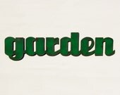 Garden - metal wall art - 24" wide - word wall art - green with rust accents patina - steel art