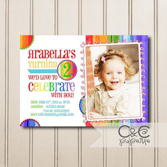 Rainbow Birthday Invitations--Printable