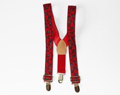 Little Guy Red and Blue Paisley Clip On Child Suspenders - dapperdean