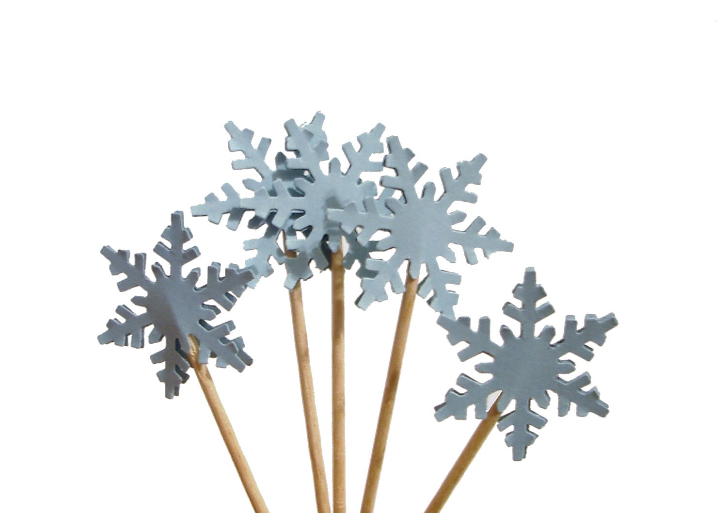 24 Winter Blue Snowflake Toothpicks, Party Picks, Food Picks, Cupcake Toppers - No543