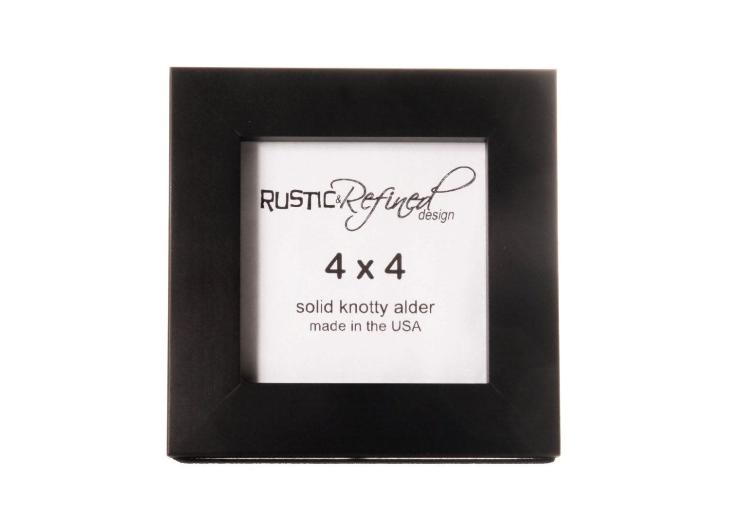 unsanded edges 4x4 picture frame with one inch border - Black
