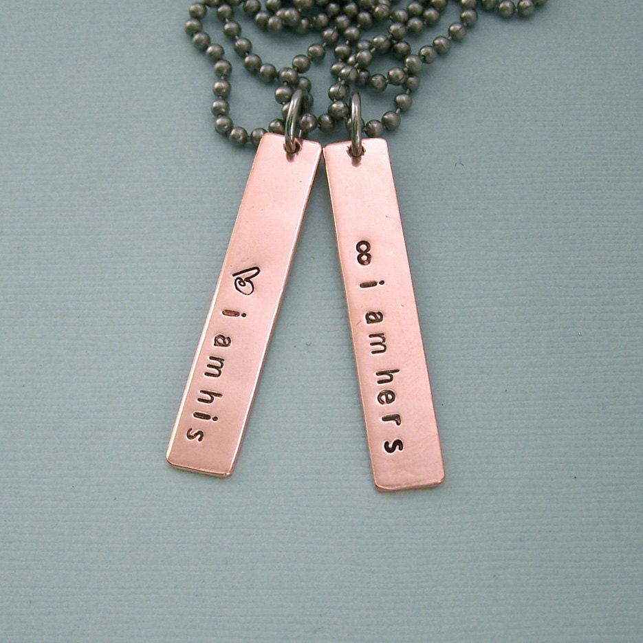 Game of Thrones Wedding Vow Necklaces - His and Hers - Hand Stamped Copper - Wedding Vow Jewelry