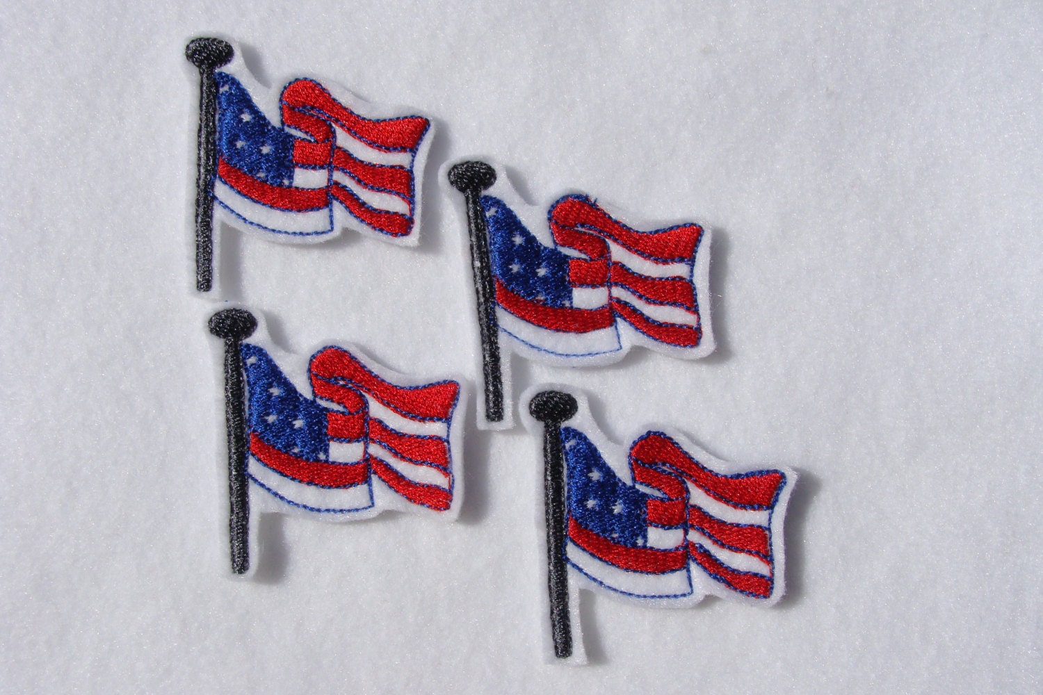 Machine Embroidered Felt - 4 AMERICAN FLAG  Embellishments / Appliques