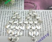 Pretty retro silver rhombus with hearts earrings punk style