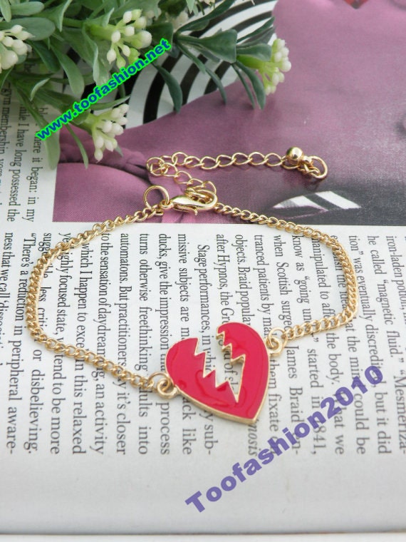 Pretty gold red heart with lightning pendant hand chain jewelry punk style