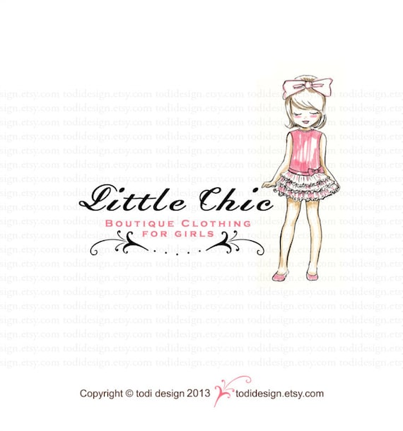 Little Chic - Girls Couture - OOAK Character Illustrated Premade Logo design-Will not be resold Il_570xn