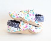 Sweet Hearts Bison Booties 0 to 6 Months Ready to Ship Baby newborn heart rainbow slippers shoes