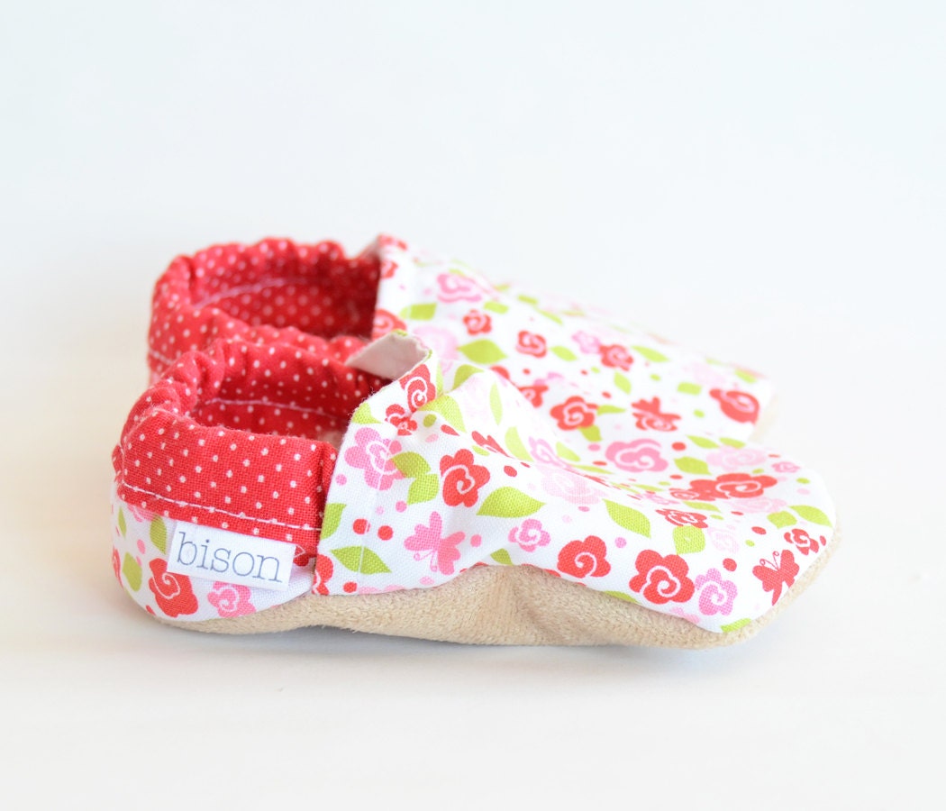 May Day Bison Booties baby Size 6 to 12 Months Ready to Ship floral summer girly shoes bootys