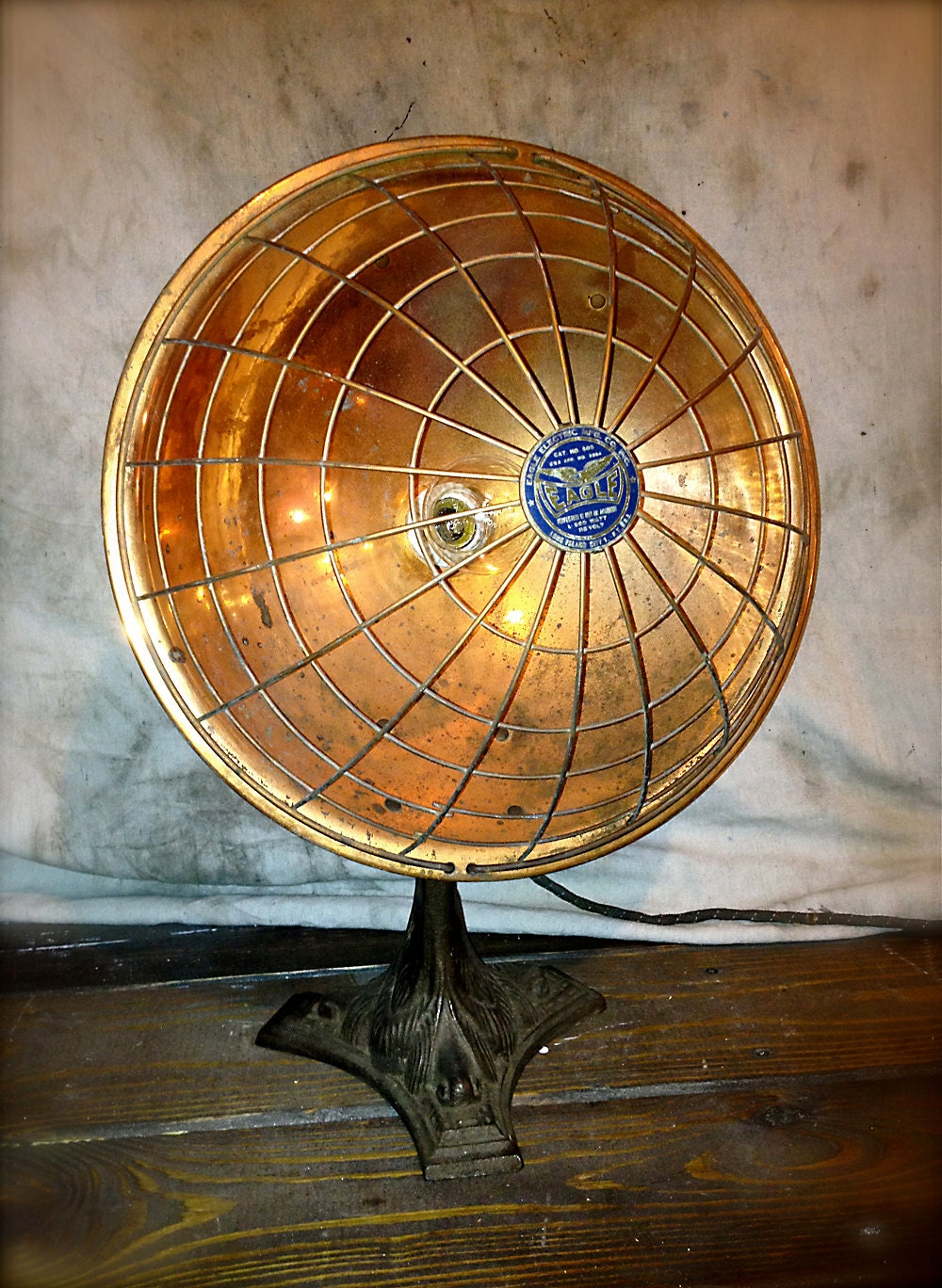 Vintage Copper Table Lamp / Radiant Heater 1920s / Repurposed SALE