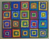 Abstract Squares - Mixed Media Original on Canvas - 16 X 20 - Hand Painted Paper - Home Decor - Art - Contemporary