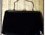 Vintage Black Vinyl 1950's Retro Clutch, Handbag, Purse with optional chain handle - on Etsy