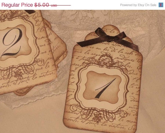Memorial Day Sale Vintage Style French Script Elegant Design Luxury Table Number/Name Tags Wedding Original Design ECS