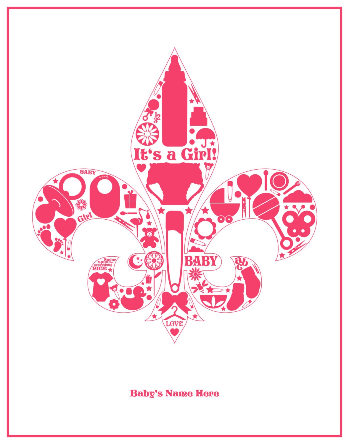 Fleur-de-lis customized baby print