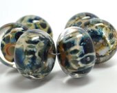 midnight skies....SRA handmade reactive silver blue and silver set of  Lampwork Beads great for making jewelry 51713-5