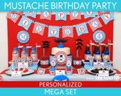 Mustache Bash Mustache Party Little Man Birthday Party Package Collection Set Mega Personalized Printable // Mustache - B34Pz2 Il_170x135