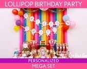 Lollipop Birthday Party Package Collection Set Mega Personalized Printable // Lollipop - B16Pz2