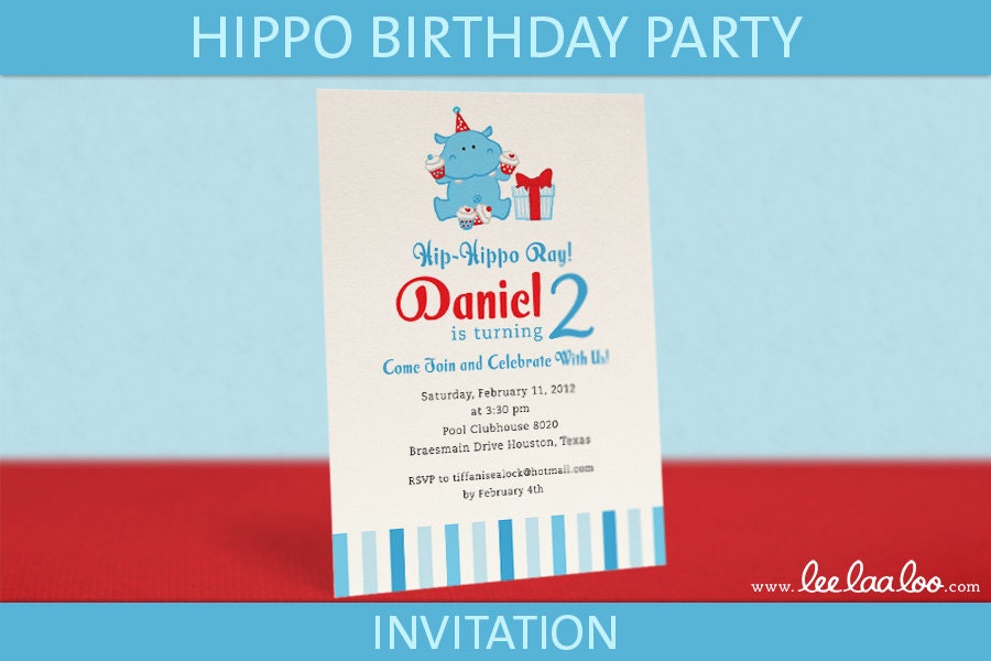Hungry Hungry Hippo Birthday Party Invitation - PERSONALIZED PRINTABLE DIY - BX29a1 Il_570xn
