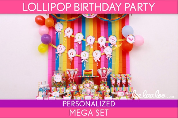 Lollipop Birthday Party Package Collection Set Mega Personalized Printable // Lollipop - B16Pz2 Il_570xn