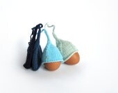 Easter Egg Cozy Elf Hat Handknit Mint Green Turquoise Teal Navy Blue Pure Cotton Eco Friendly - Set of 4 freeshippingfrance team trade on