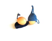 Easter Egg Warmer Elf Hat Handknit Teal Navy Blue Pure Cotton Eco Friendly - Set of 2 freeshippingfrance team trade on