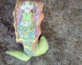mermaid doll. mermaid pillow. original artwork.