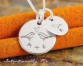 Hand Stamped Mommy Necklace -  Personalized Sterling Silver Jewelry - All Together (Necklace with one kid initial)